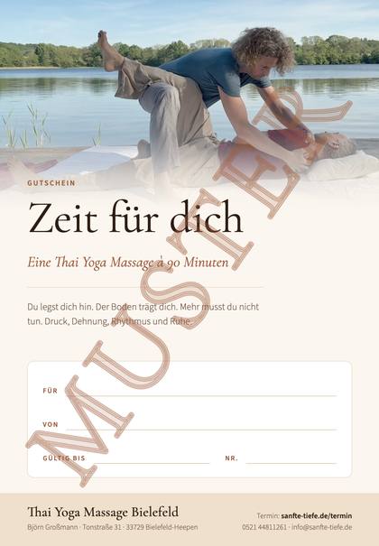 Vorschau des Gutscheins mit dem Aufdruck „Muster“